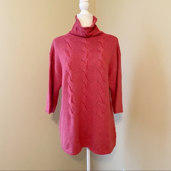J. Jill Cable Knit Funnel Neck Tunic Sweater - M - Picture 1 of 11